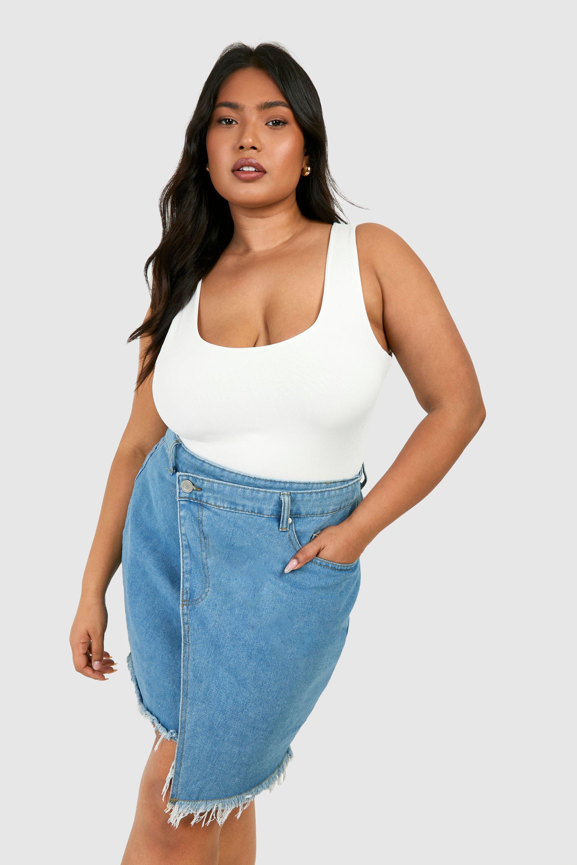 Denim wrap 2025 skirt plus size